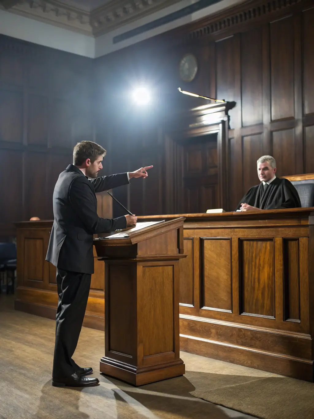 An image of Rosa Fernández Martínez in a courtroom setting, advocating for her client with passion and dedication.